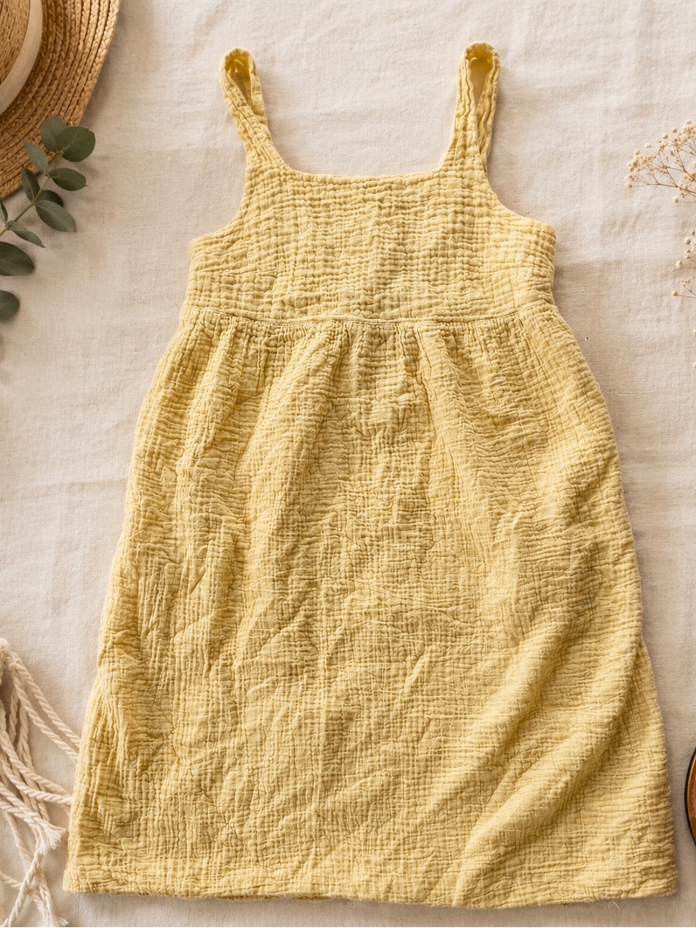 Stars Above Cotton Gauze Smocked Midi Dress Yellow M